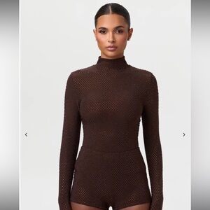 Naked wardrobe Crystal hot pants brown set